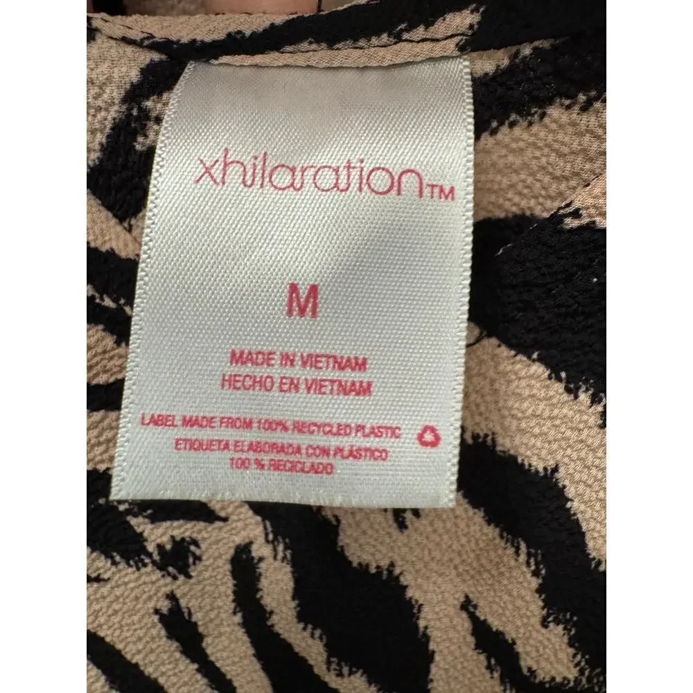 Xhilaration Zebra Animal Print Pompom Boho Beach Swimsuit Cover-up Size Medium